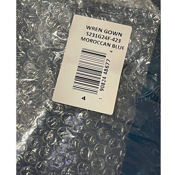 Sachin & Babi Size 4 NWT Moroccan Blue Crepe Embroidered Wren Cape Maxi Gown - Picture 8 of 11